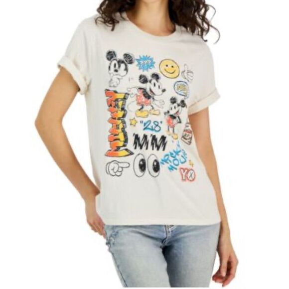 Mickey Mouse cute Women’s/Juniors Doodle T-Shirt size XL - Picture 1 of 5